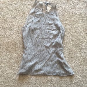 {Et Vous} beautiful gray printed tie back blouse